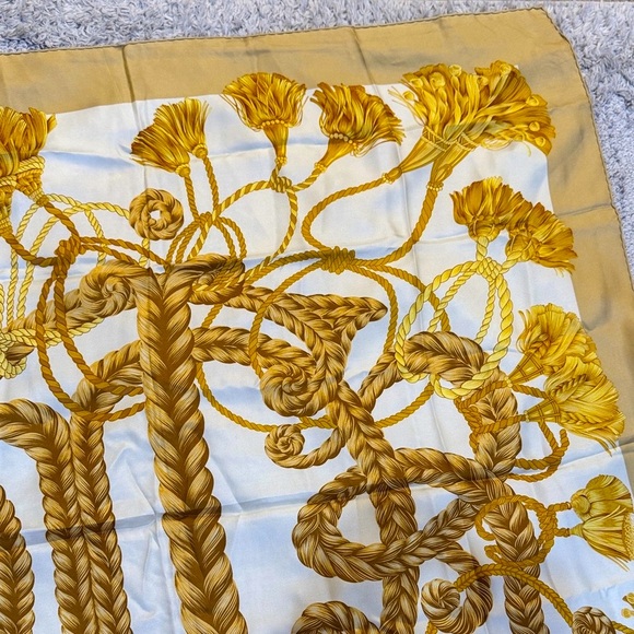 Authentic Dior Gold and Cream Silk Oversize Scarf - Picture 5 of 11